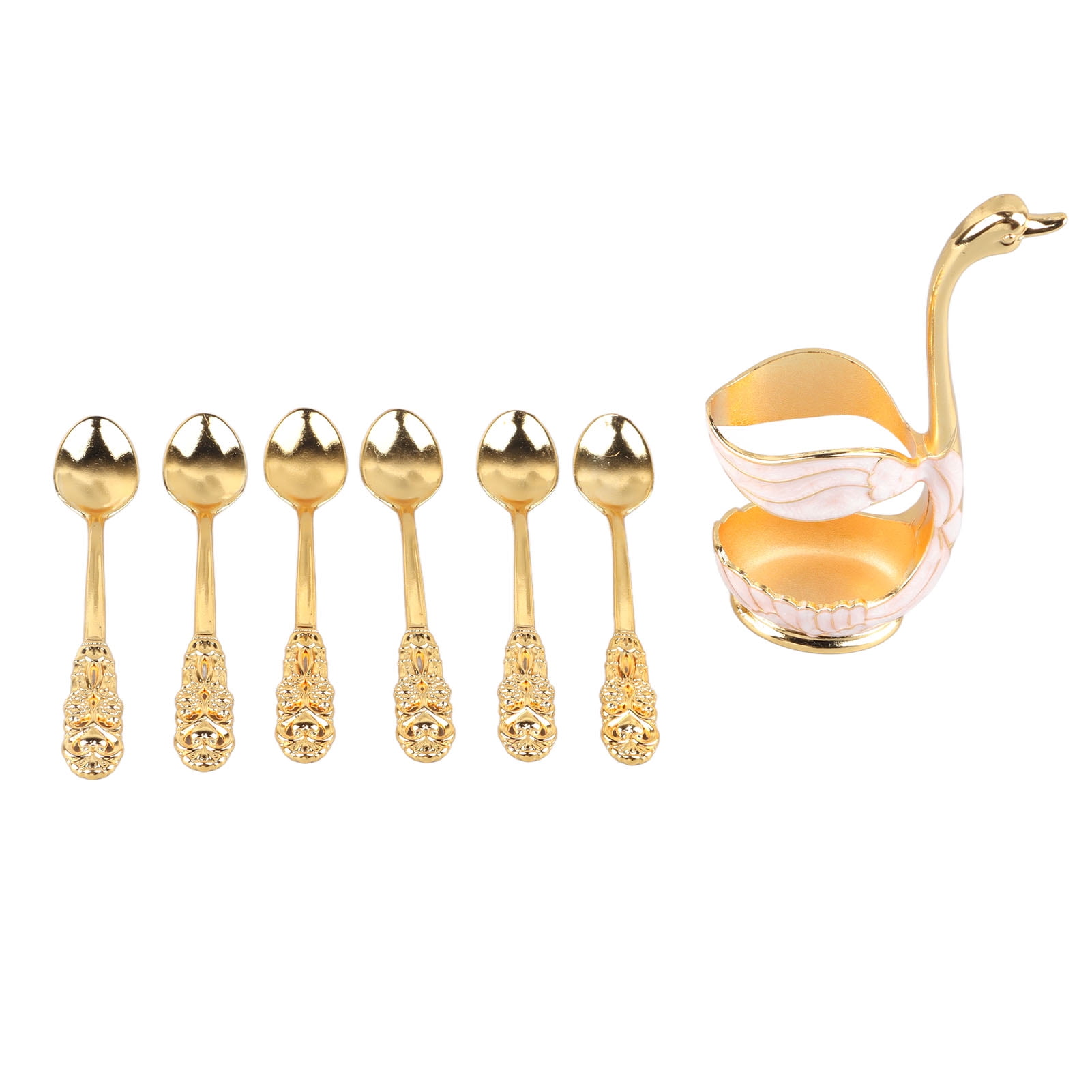 Coffee Spoon Holder, Elegant Swan Shaped Alloy Mirror Polish Coffee