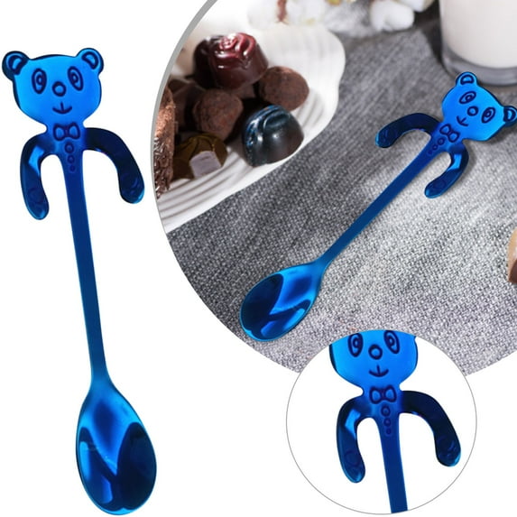 Coffee Spoon Mini Bear Hugging Spoon Tea Soup Sugar Dessert Seasoning Spoon Hanging Cup Spoon/ Hanging Stainless Steel Spoon 304 Stirring Spoon Cute Cartoon Red Panda Handle Coffee Spoon Bear F