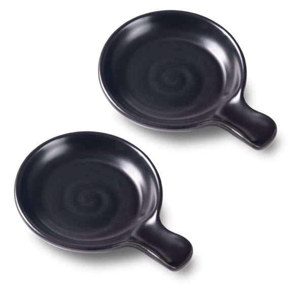 Coffee Spoon Rest, 3.3" Small Ceramic Spoon Holder, Set of 2, Matte Black