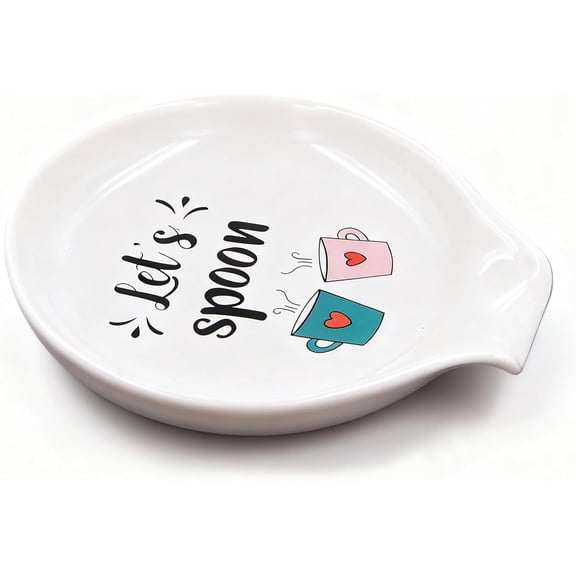 Coffee Spoon Rest, Coffee Spoon Holder, Ceramic Small Spoon Rest for Coffee Stirrers, Teaspoon, Coffee Bar Accessories, Coffee Station, 3.5 x 3.9 inches