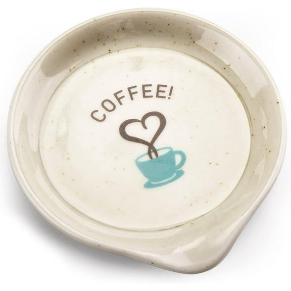 Coffee Spoon Rest, Mini Spoon Holder for Countertop Decor, Farmhouse Ceramic 3.5-Inch Small Teaspoon Rest for Coffee Bar Accessories, White