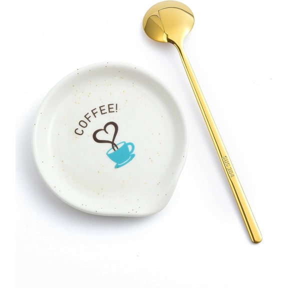 Coffee Spoon and Rest Set,Mini Spoon Holder for Teaspoon, Stirrers, Farmhouse Ceramic 3.5-Inch Small Tea Spoon Rest for Coffee Bar Accessories/Station Decor/Ideas Gifts, White