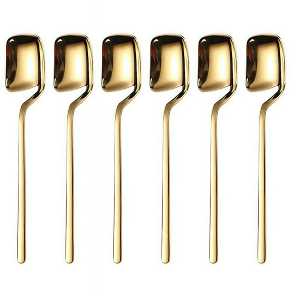 Coffee Spoons,6 Pieces Espresso Spoons,5.6 Inches Stainless Steel Small Spoons Teaspoons Tiny Spoon(Gold)