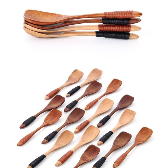 NIAIZEK 4-Piece Feeding Spoon Set, Mini Round Natural Material Utensils for Toddlers and Children