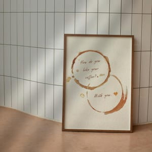 Coffee Stain Romantic Kitchen Poster, 16x24 UNFRAMED
