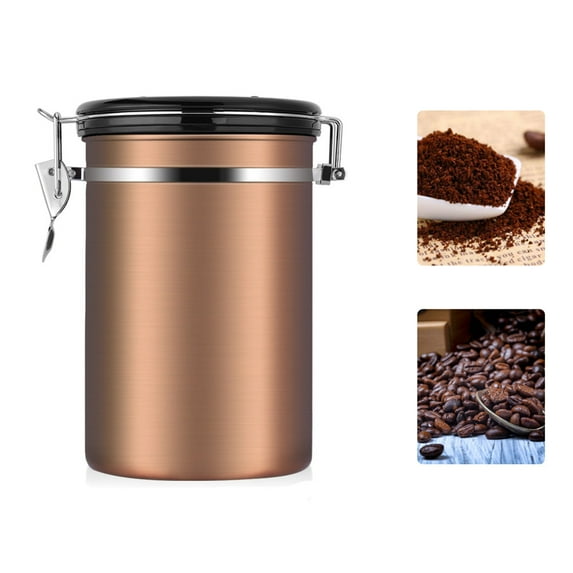 Coffee Stainless Steel Container,Large Airtight Kitchen Sotrage Canister Coffee Beans Ground for Fresher Container Built-in One Way Valve