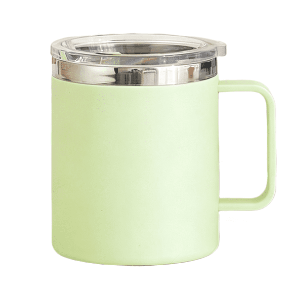 Coffee Stainless Steel Mug with 2 Lids & Handle, 12oz Insulated Travel Cup, 304 Stainless Steel Leakproof Tumbler for Office Car Camping