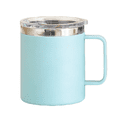 thumbnail image 1 of Coffee Stainless Steel Mug with 2 Lids & Handle, 14oz Insulated Travel Tumbler, 304 Leakproof Thermal Cup for Office Commute Camping, Sky Blue, 1 of 3