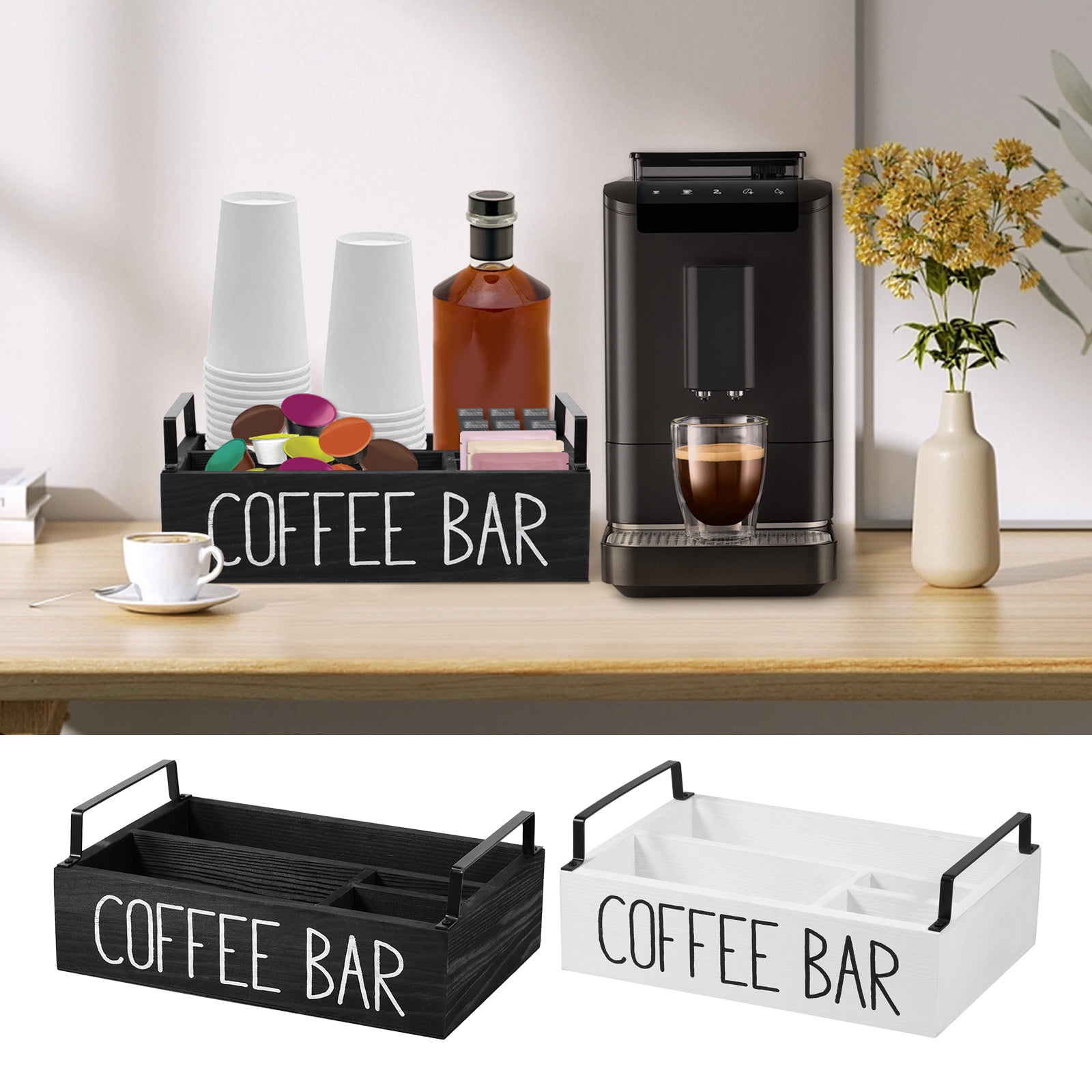 Coffee Station Organizer 4 Compartments Coffee Bar Accessories ...