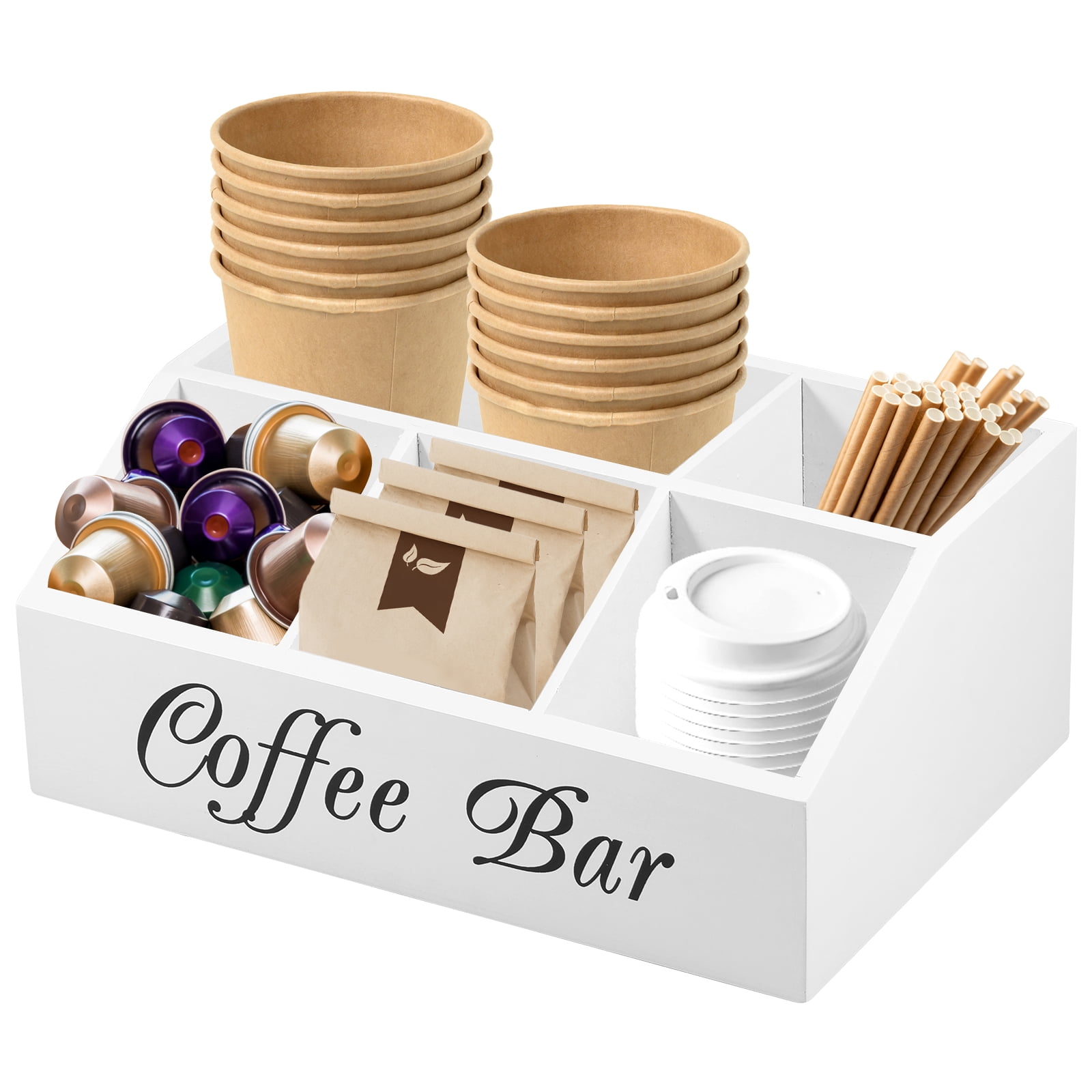 Coffee Station Organizer 5 Compartments Coffee Bar Accessories