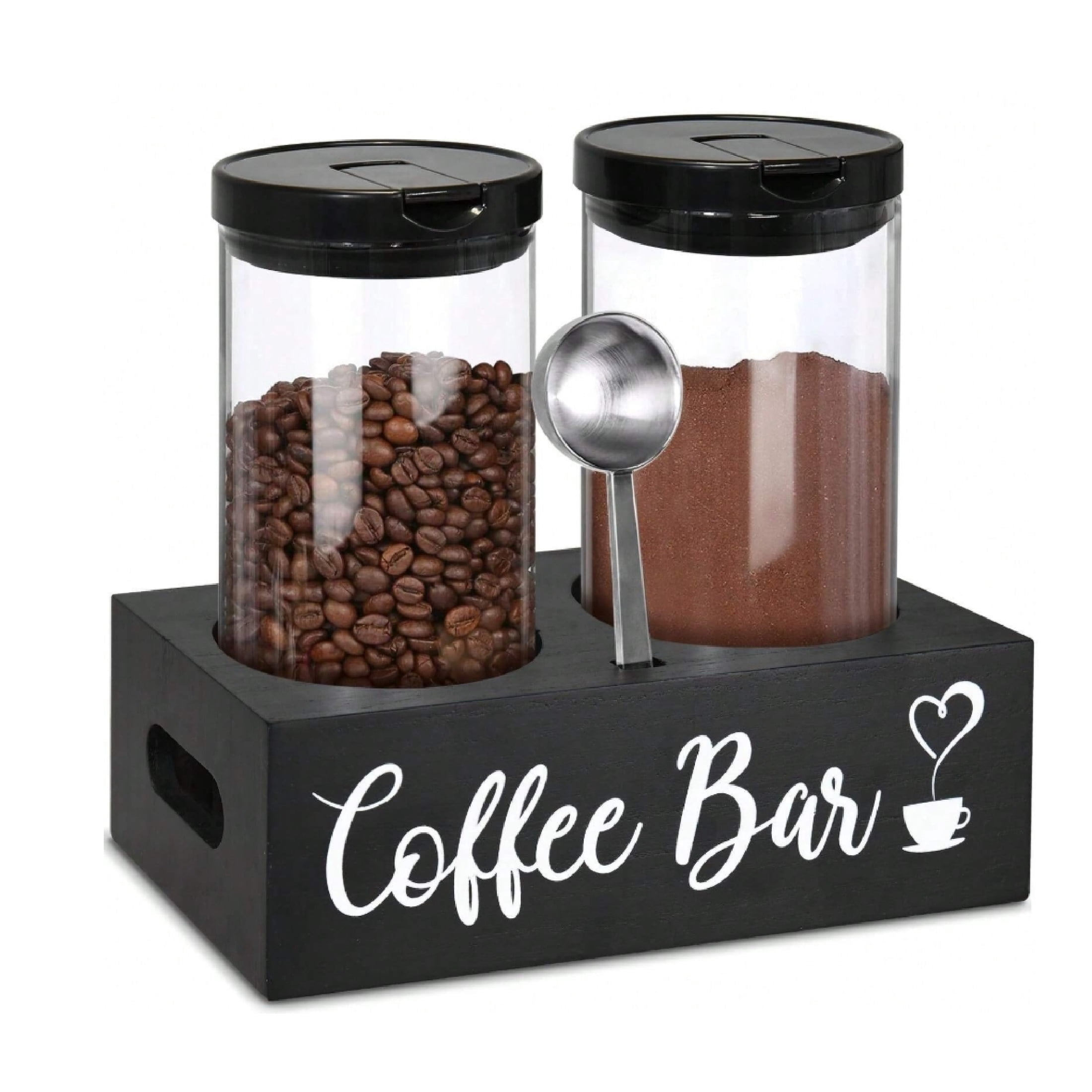 Coffee Station Organizer,Glass Coffee Containers With Shelf, Coffee ...