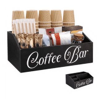 Rustic 2 Tier Coffee Bar Accessories Organizer Countertop, Coffee Station  Organizer with Drawer, Coffee Pods Holder Condiment Organizer, Wood