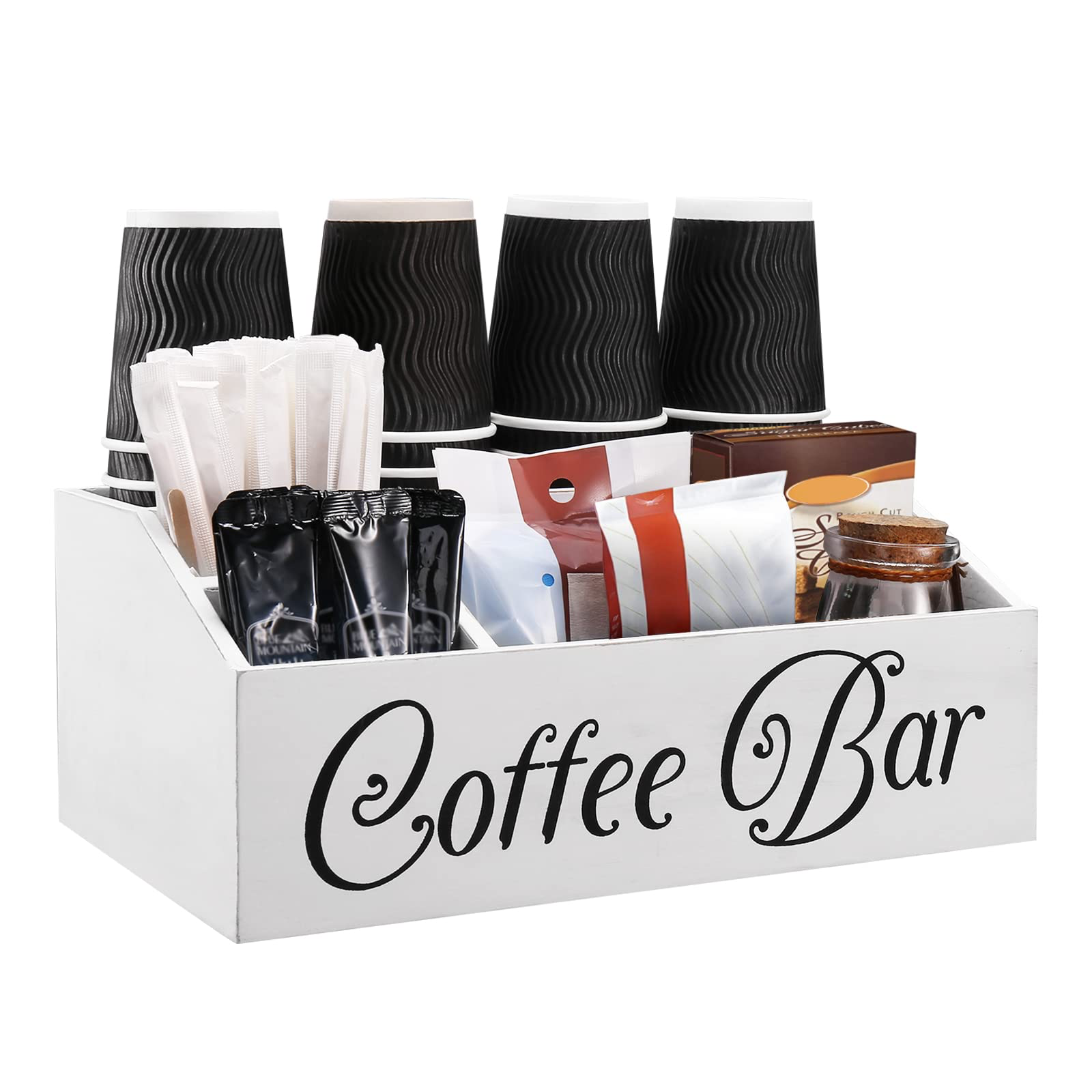 Coffee Station Organizer Wooden Coffee Bar Accessories Organizer for