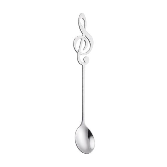 Coffee Stirring Spoon, Musical Note Shape Metal Dessert Scoop Ice Cream Bar Mixing Utensil Unique Creative Design Aesthetic Tableware Party Beverage Drinkware Silver