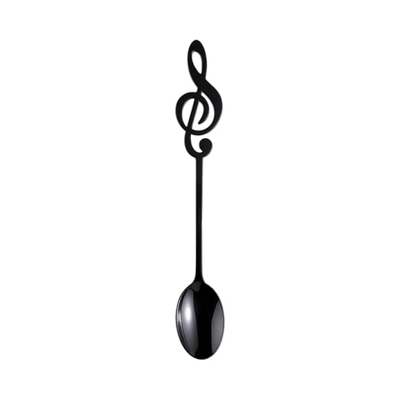 Coffee Stirring Spoon, Musical Note Shape Metal Dessert Scoop Ice Cream Bar Mixing Utensil Unique Creative Design Aesthetic Tableware Party Beverage Drinkware Black