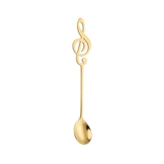 Coffee Stirring Spoon, Musical Note Shape Metal Dessert Scoop Ice Cream Bar Mixing Utensil Unique Creative Design Aesthetic Tableware Party Beverage Drinkware Gold