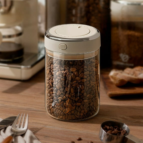 Coffee Storage Canister, Airtight Coffee Bean & Powder Sealer Jar, Food Preservation Container with Date Dial, Kitchen Organizer (Medium, 1.0L)