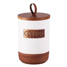 Coffee Storage Canister Cylindrical Ceramic Airtight Container With Lid For Kitchen Countertop 0.8L Capacity Home