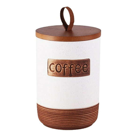 Coffee Storage Canister Cylindrical Ceramic Airtight Container With Lid For Kitchen Countertop 0.8L Capacity Home