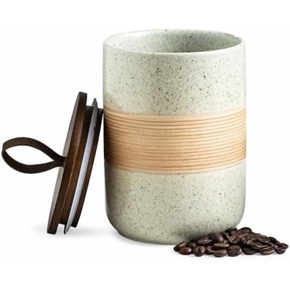 Coffee Storage Container Jar with Lid, Ceramic Kitchen Food Storage Jars with Airtight Lids for Spice Sugar Cookie, Stackable Decorative Jars for Coffee Countertop, 28 fl.oz