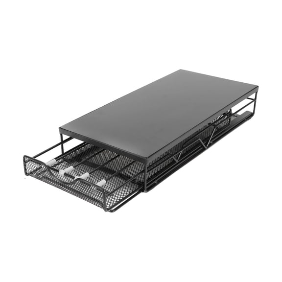 Coffee Storage Drawer with Pull-Out Basket, Carbon Steel Countertop Holder for Under Coffee Machine Counter Use and Daily Setup