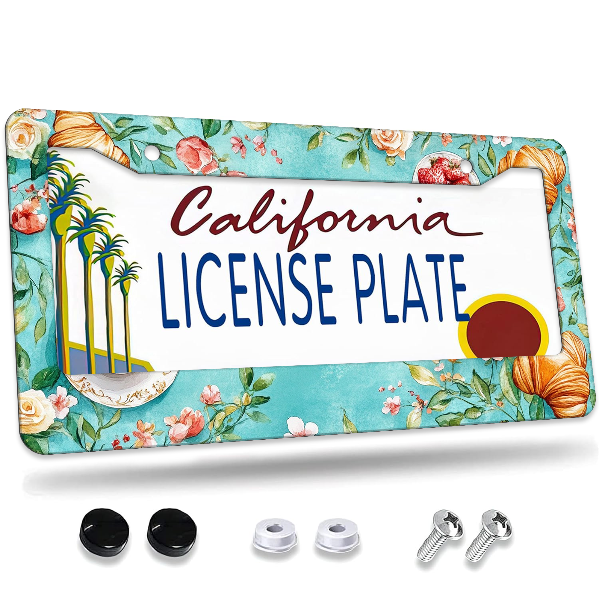 Coffee and Strawberries Designs Aluminum License Plate Frame, License ...