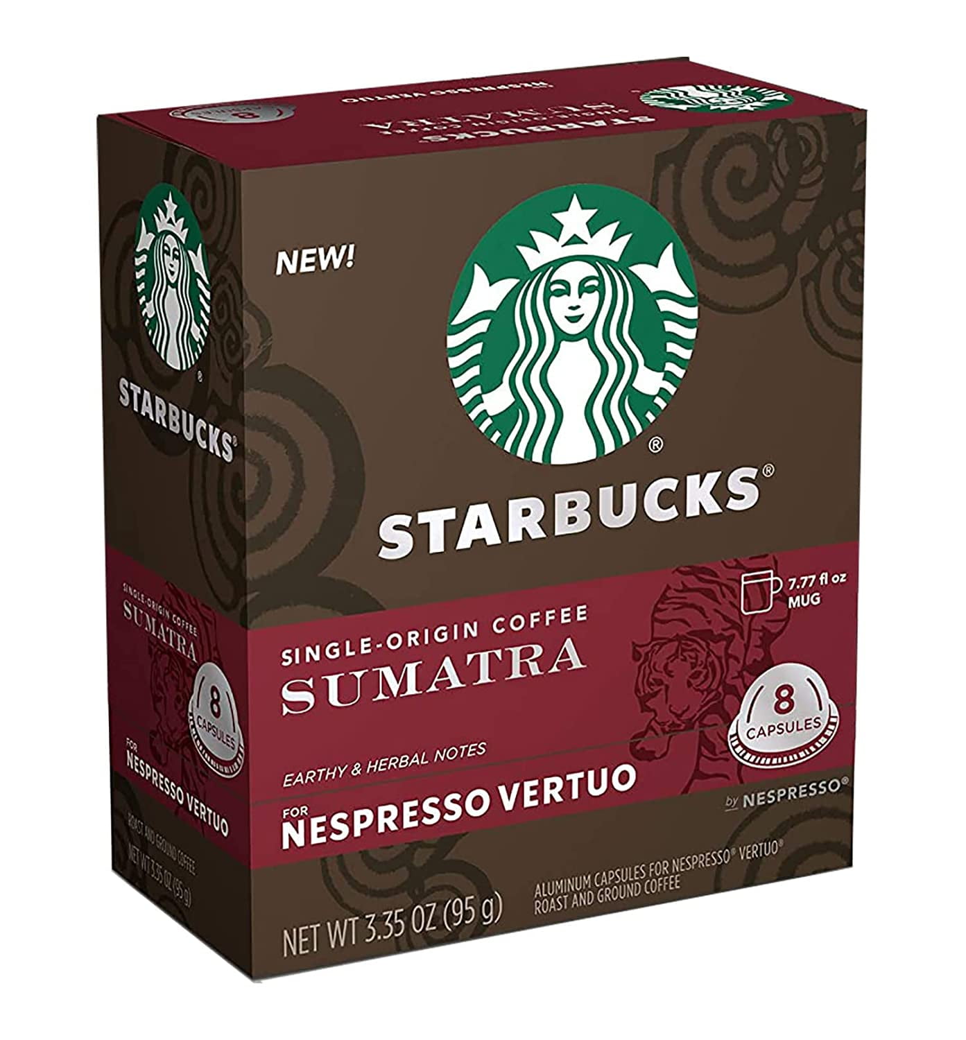 Coffee , Sumatra Flavor, Dark Roast & Single Coffee, For Vertuo