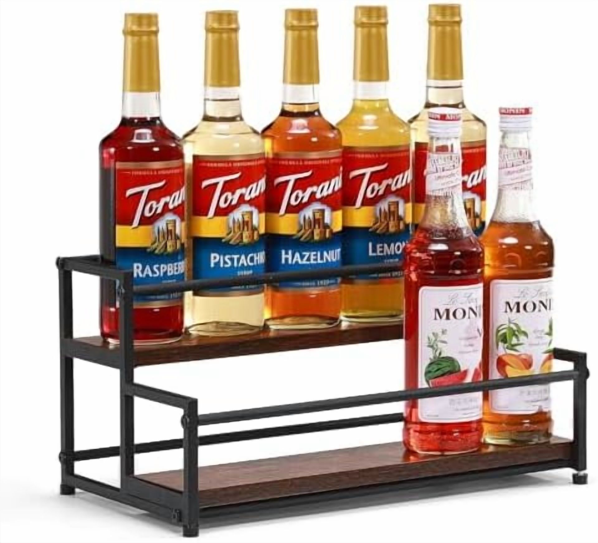 Coffee Syrup Organizer, 2-Tier 10 Syrup Bottles Rack for Coffee Bar ...