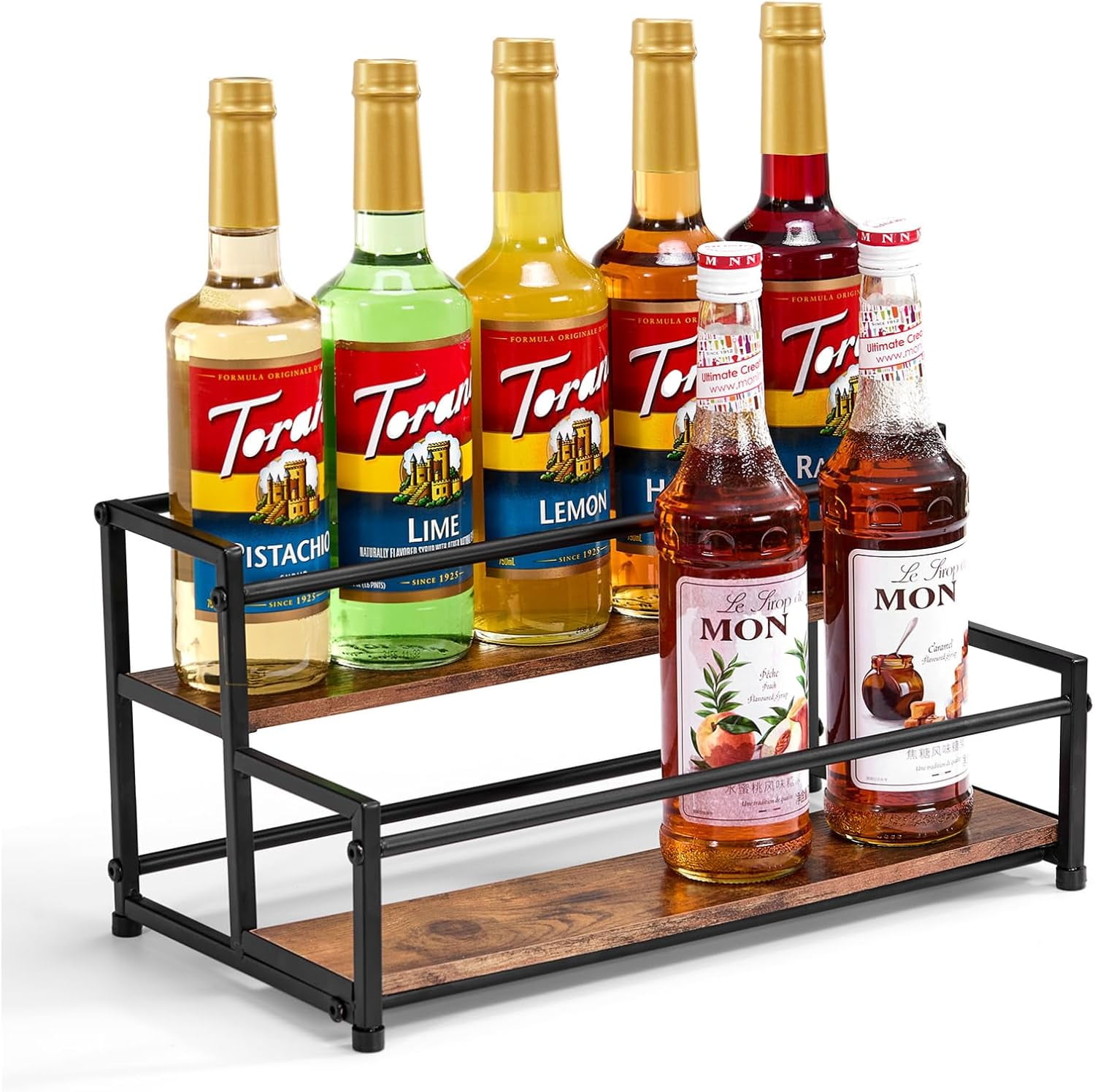 Coffee Syrup Organizer, 2-Tier 10 Syrup Bottles Rack for Coffee Bar ...