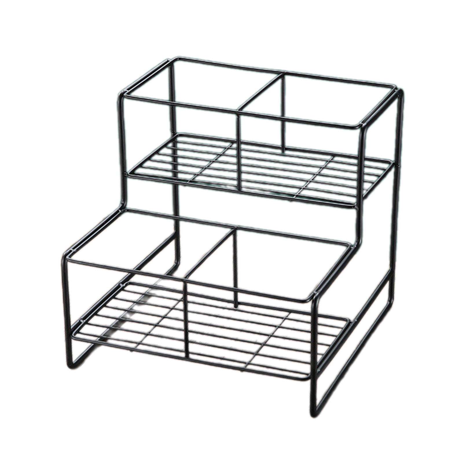 Coffee Syrup Organizer Metal Storage Rack Two Tier Bottle Holder Stand ...