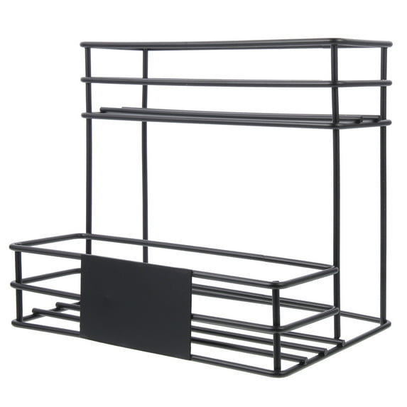 Coffee Syrup Organizer Rack for Coffee Bar Coffee Station Accessories ,2 Tiers Kitchen Countertop Storage for Syrup Wine Dressing Black