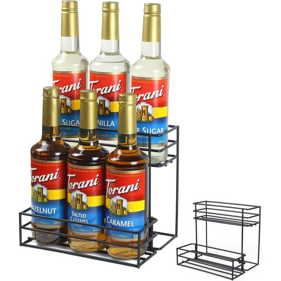Coffee Syrup Rack (6 Bottle Capacity), Organizer for Coffee Bar & Kitchen, Small Wine Rack for Bar, Family & Storage