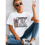 Coffee T-shirt Caffeine Lover Coffee Gift Iced Coffee Funny Gift Trendy Coffee Shirt Suspect Says Trend