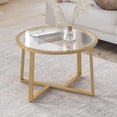 thumbnail image 1 of Coffee Table, 27.6" Round Coffee Table with Tempered Glass Surface, Center Table for Living Room, Dining Room, Tea, Home Décor,Black, 1 of 14