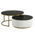 thumbnail image 1 of Coffee Table, 31.5 Inch Round Nesting End Tables Set Of 2, Modern Accent Coffee Table With Storage Drawer For Living Room, Bedroom, Apartment, 1 of 9