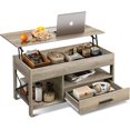 thumbnail image 1 of Coffee Table, 39" Lift Top Coffee Table with Hidden Compartment, Storage Drawers and Storage Shelf for Living Room, Reception Room, Grey, 1 of 8
