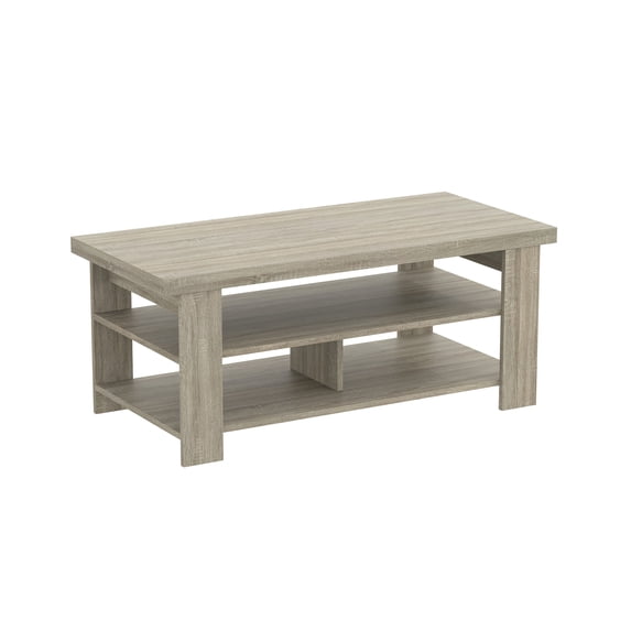 Safdie & Co. 41.25"L Coffee Table 3 Shelves in Dark Taupe
