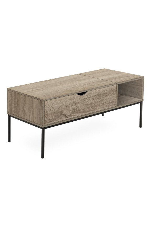 Coffee Table, 42 L, Rectangular, Cocktail, Lift-top, Dark Taupe, Black