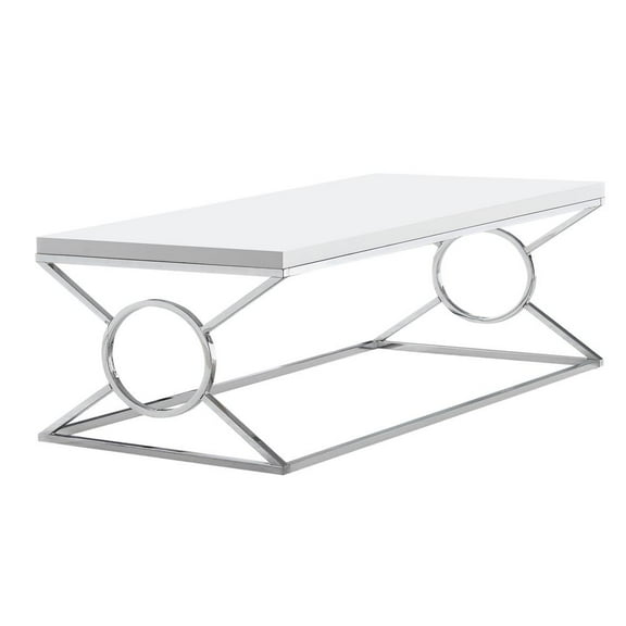 Coffee Table Accent Cocktail Living Room 44"L Metal Glossy White