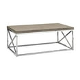 thumbnail image 1 of Monarch Dark Taupe Wood-Look Finish Chrome Metal Contemporary Style Coffee Table, 1 of 4