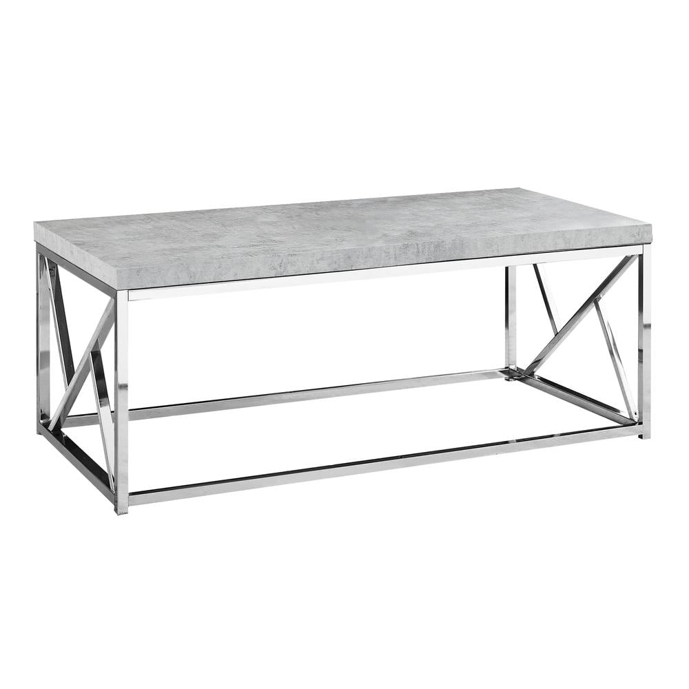 Gray Cement and Chrome Rectangular Coffee Table
