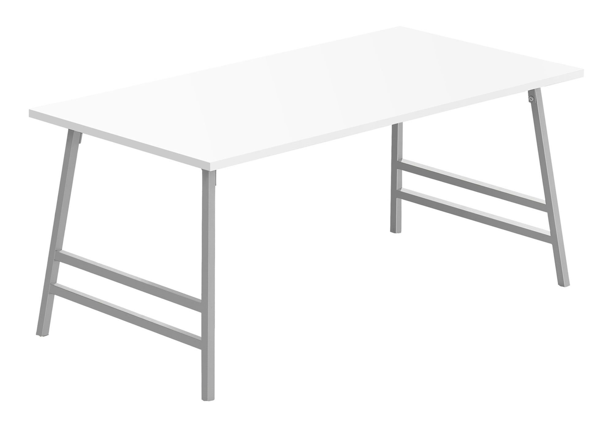 Contemporary 40" Rectangular Coffee Table in Silver and White