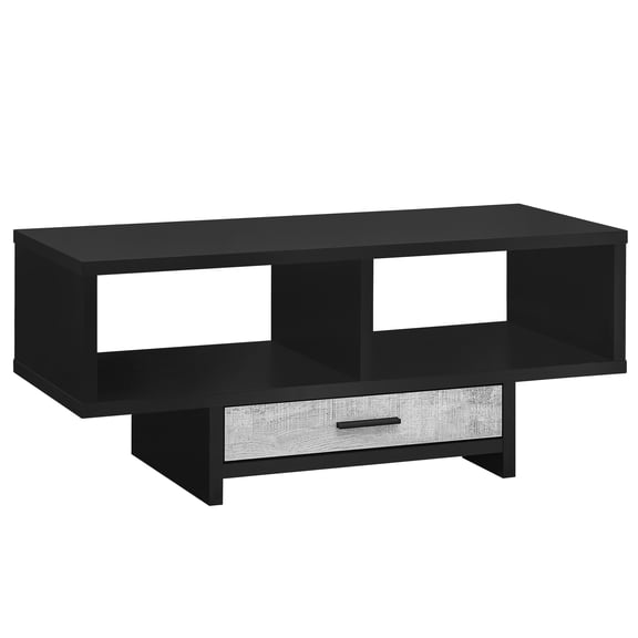 Coffee Table, Accent, Cocktail, Rectangular, Storage, Living Room, 42" L, Drawer, Laminate, Black, Grey, Contemporary, Modern
