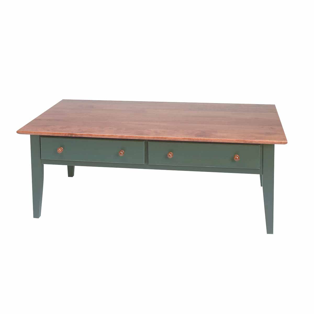 Birch Autumn Stain Coffee Table with Bayberry Green Storage Drawers