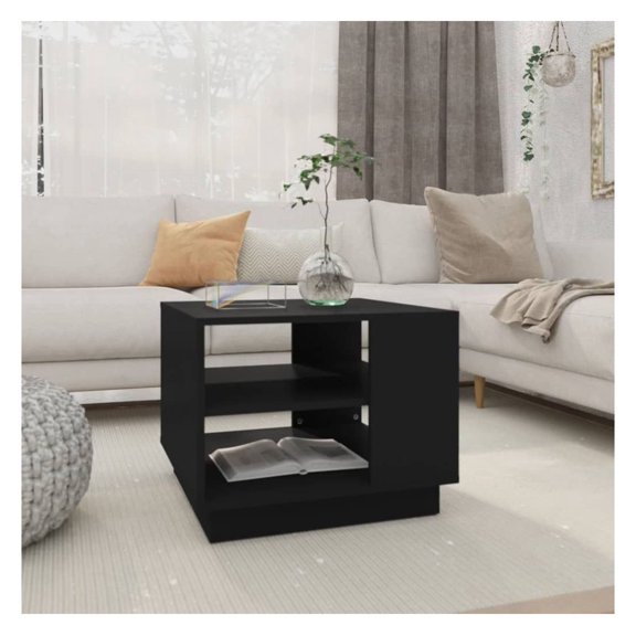 Coffee Table Black 21.7"x21.7"x16.9" - Modern Living Room Table with Storage, Engineered Wood Center Table for Drinks & Decor