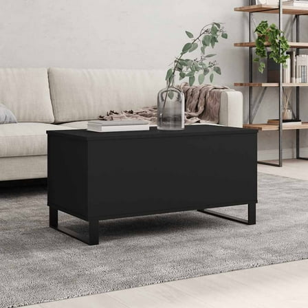 vidaXL Coffee Table Black Engineered wood, Metal Medium