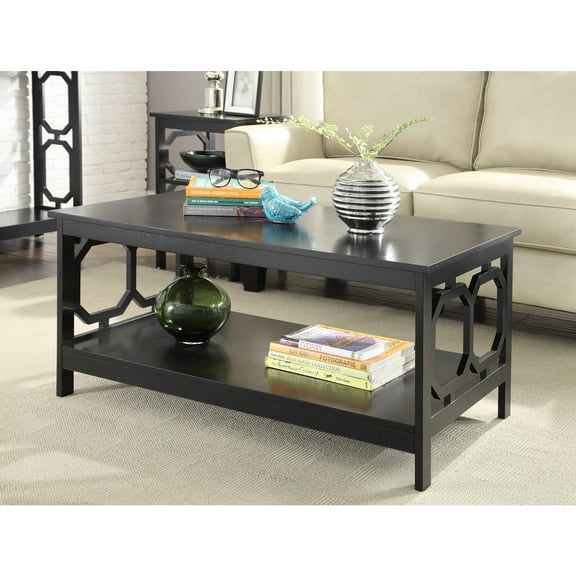 Coffee Table, Black Finish, Octagon Design, Modern Living Room Table