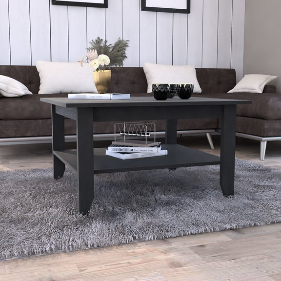 Coffee Table, Black Finish, One Shelf, Timeless Classic Design For Living Room Decor Transforming Into A Masterpiece