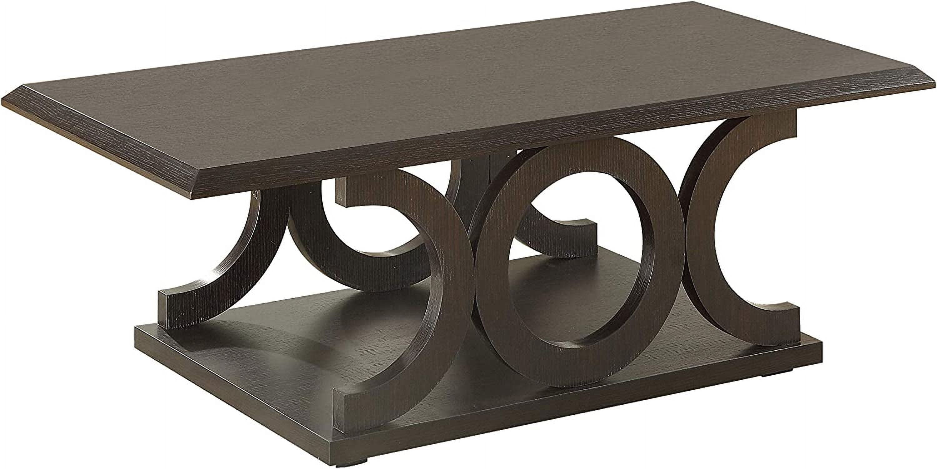 Elegant Cappuccino C-Shaped Wood Coffee Table 47"