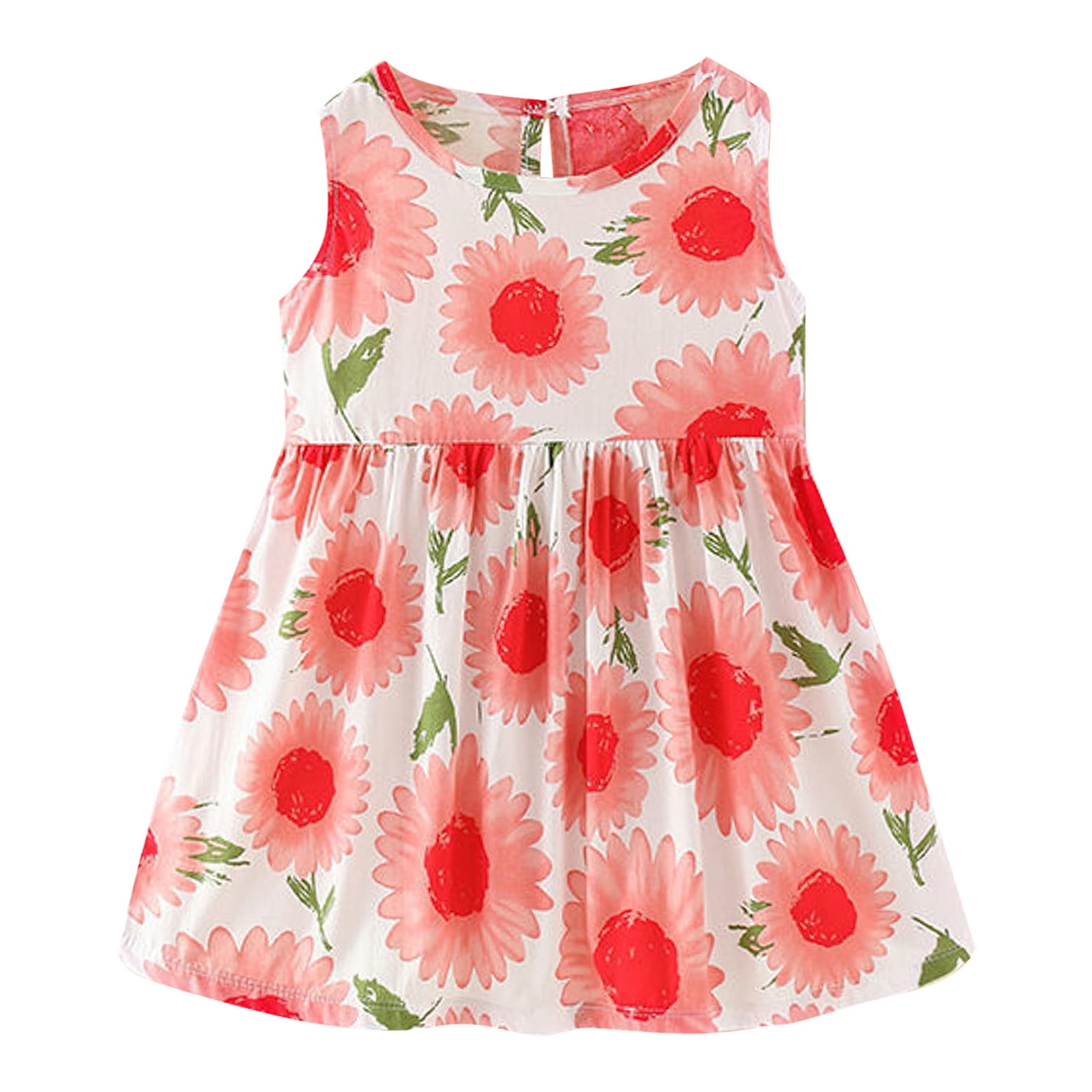 Summer Toddler Girls Sleeveless Sundress Floral Prints Ruffles Dress
